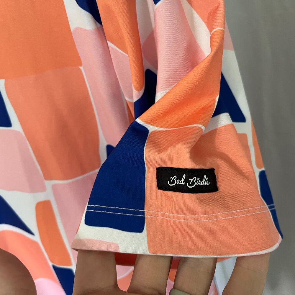 ⛳ Bad Birdie Men's Golf Polo Shirt L White Orange Blue Abstract Print 🏌️ - Picture 3 of 7